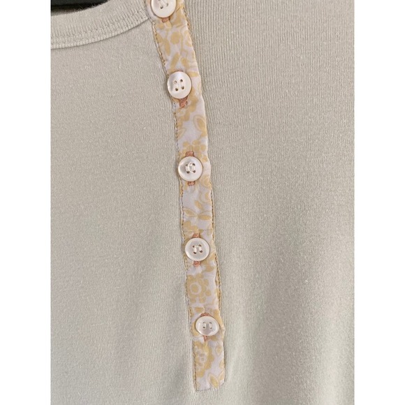 Anthropologie Women's Top Off Center Buttons Silk Patches Pale Sage Cotton - Picture 4 of 7